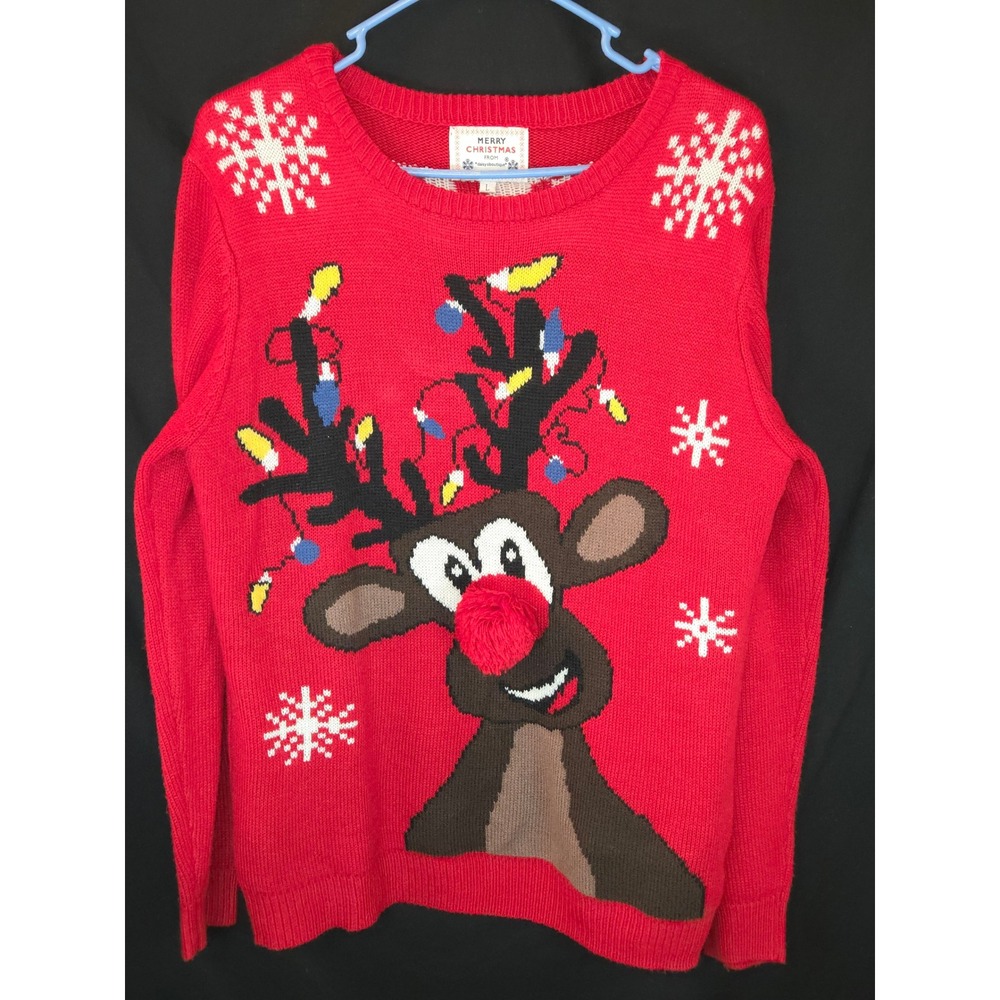 Daisy Boutique Red Reindeer Ugly Christmas Sweater Women's‎ Size L